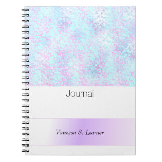 Caderno Espiral Diário Abstrato com Manchas Azul Roxo