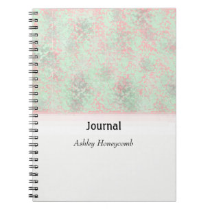 Caderno Espiral Diário Abstrato com Salpicos Rosa e Verde