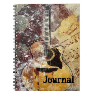 Caderno Espiral Diário abstrato do design da guitarra