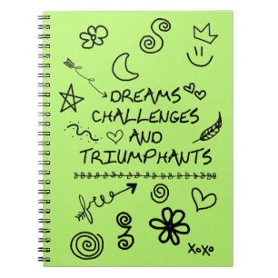Caderno Espiral Diário adolescente com Doodles