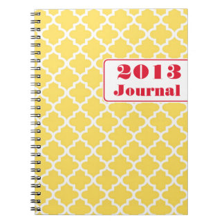 Caderno Espiral Diário anual moderno com azulejo marroquino vermel