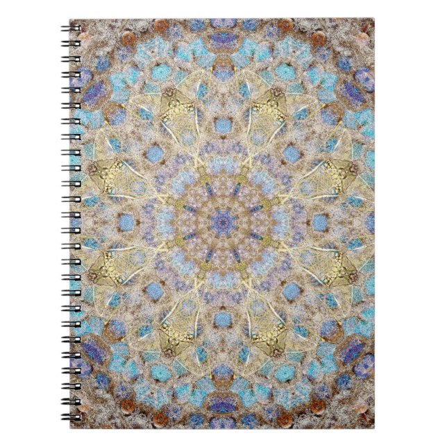 Caderno Espiral Diário azul e Dourado do vazio da mandala (Frente)