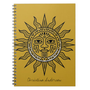 Caderno Espiral Diário Boho Sol Asteca/