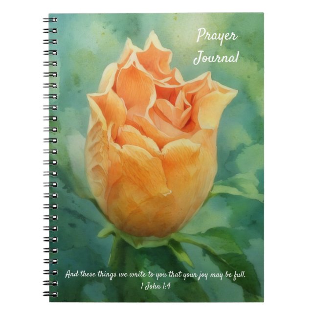 Caderno Espiral Diário bonito de Bíblia de Flor Laranja Verso (Frente)
