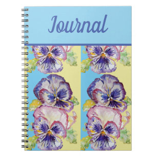 Caderno Espiral Diário Book Pansy Flor Roxo - Arte de Aquarela