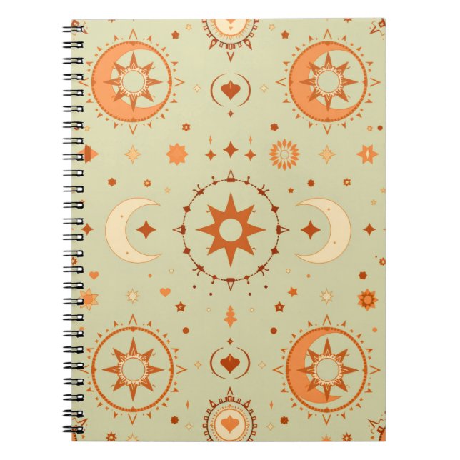 Caderno Espiral Diário Celestial Boho | Sun & Moon for Journaling (Frente)