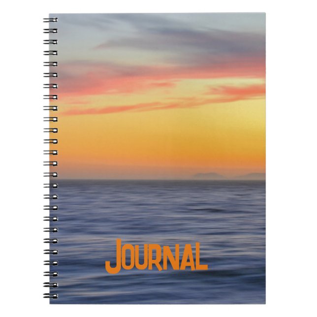 Caderno Espiral Diário Colorido Sunset Art Ocean Beach (Frente)