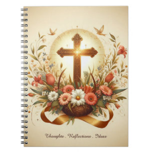 Caderno Espiral Diário com Acentos Cruzados e Florais
