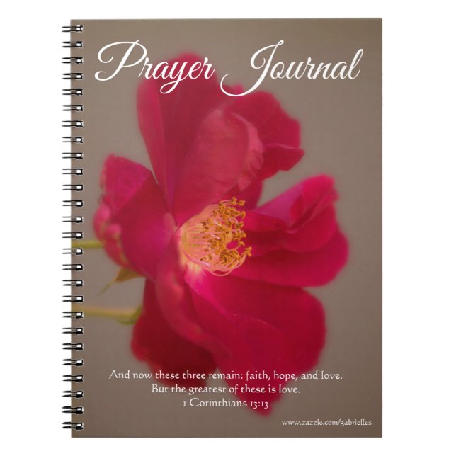 Caderno Espiral Diário cor-de-rosa vermelho escuro da oração (Frente)