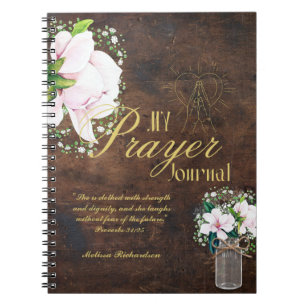 Caderno Espiral Diário Cristão Personalizado Faith Peonie PRAYER
