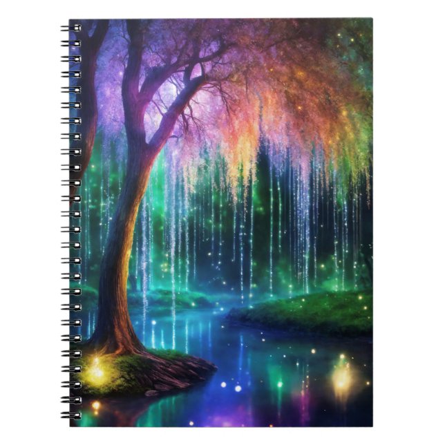 Caderno Espiral Diário da Árvore Mística de Luzes (Frente)