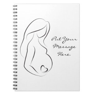Caderno Espiral Diário da gravidez do coração da barriga da mul