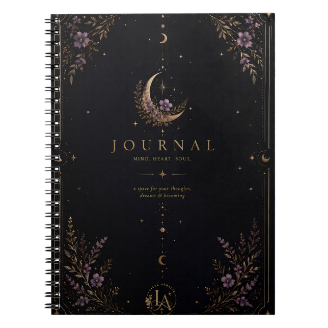 Caderno Espiral Diário da Lua único e estético (Frente)