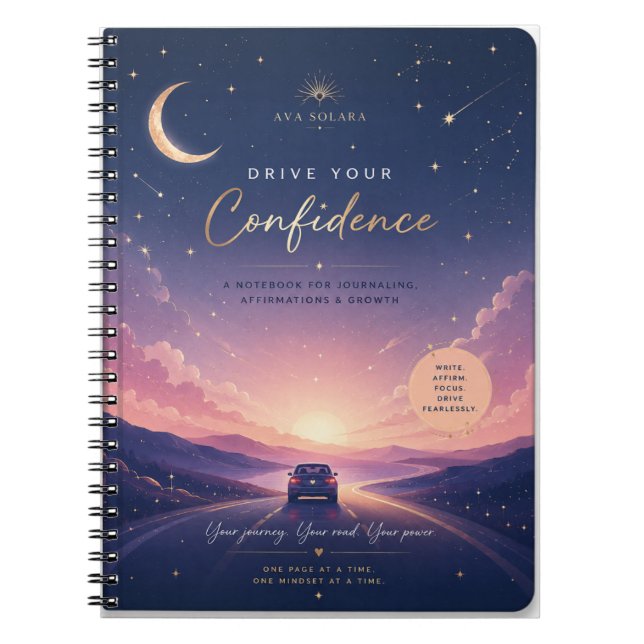 Caderno Espiral Diário de Afirmação para Dirigir com Confiança (Frente)