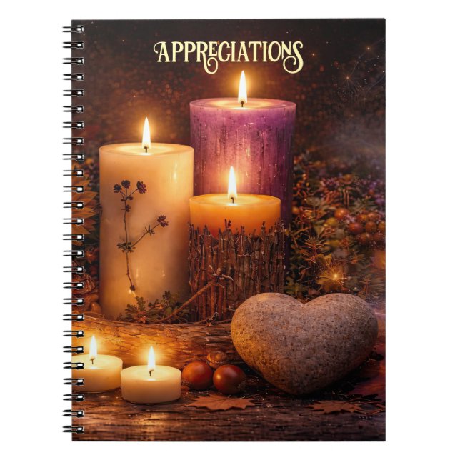 Caderno Espiral Diário de Agradecimentos Mágicos Místicos Coração (Frente)