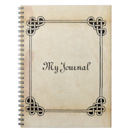 Caderno Espiral Diário de aparência antiga de quadro celta