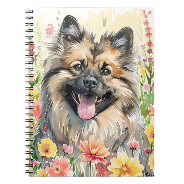 Caderno Espiral Diário de Aquarela Keeshond (Frente)