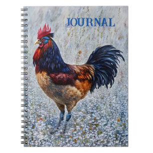 Caderno Espiral Diário de Arte Colorida de Fazenda Whimsical Roost