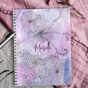 Caderno Espiral Diário de Arte da Linha de Aquarela do Pastel Artí