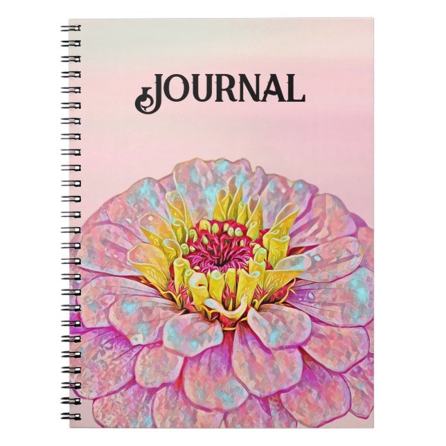 Caderno Espiral Diário de Arte Flor Rosa (Frente)