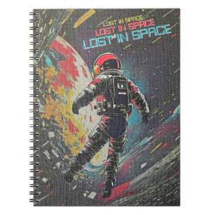 Caderno Espiral Diário de Astronauta Synthwave Perdido no Espaço