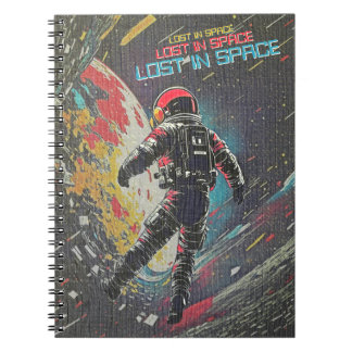 Caderno Espiral Diário de Astronauta Synthwave Perdido no Espaço