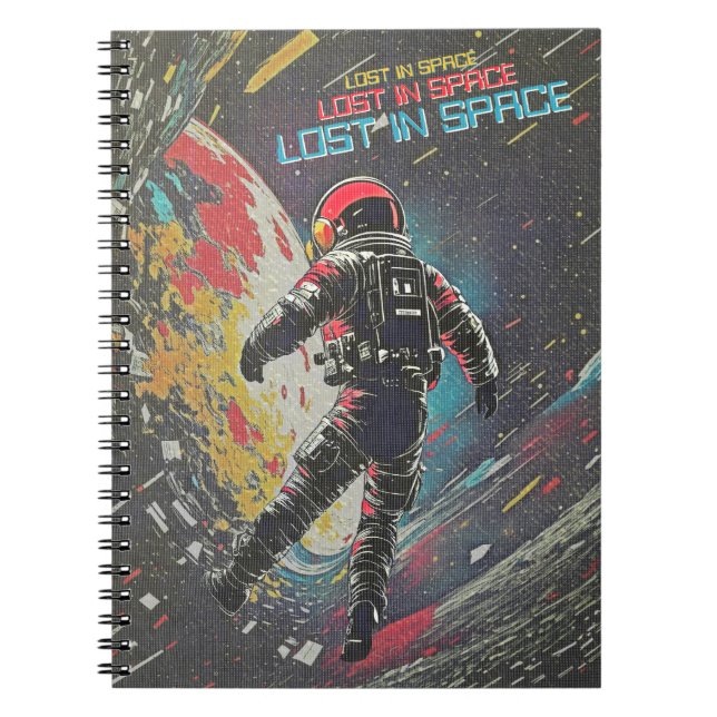 Caderno Espiral Diário de Astronauta Synthwave Perdido no Espaço (Frente)