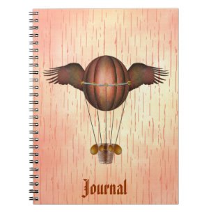 Caderno Espiral Diário de Balão Winged Steampunk