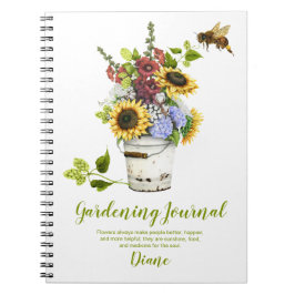 Caderno Espiral Diário de Balde Russo das Flores de Verão