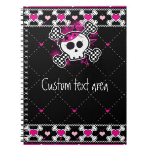 Caderno Espiral Diário de Bloco de Anotações e Crossbones