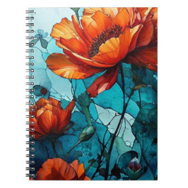 Caderno Espiral Diário de Bloco de Notas do Red Poppies