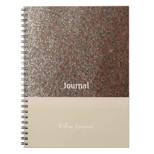 Caderno Espiral Diário de Brilho Falso Rosa Corado
