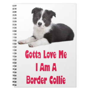 Caderno Espiral Diário de Cachorro de Collie Preto e Branco