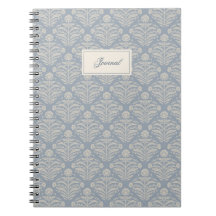 Diário de Caligrafia Vintage Dusty Blue Damask