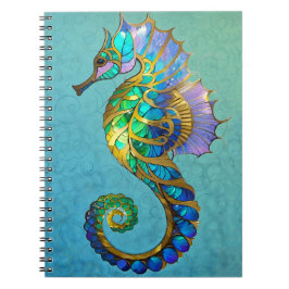 Caderno Espiral Diário de cavalo marinho Dourado mágico