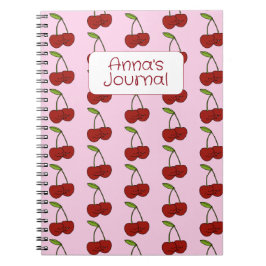 Caderno Espiral Diário de Cerejas Kawaii para Meninas