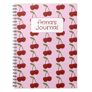Caderno Espiral Diário de Cerejas Kawaii para Meninas