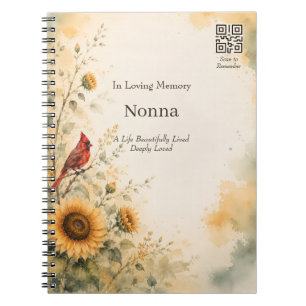 Caderno Espiral Diário de Código QR Memorial Memorial Personaliz