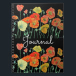 Caderno Espiral Diário de Cor de Água das Poppias de Laranja Verme<br><div class="desc">Papoila Vermelha Laranja Pupa Diário de Aquarela floral. Um lugar excelente para escrever todos esses pensamentos preciosos,  para um presente único e tocante! Projetado a partir das minhas pinturas originais de aquarela.</div>