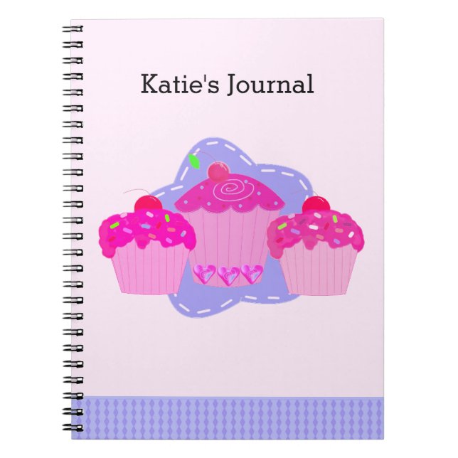 Caderno Espiral Diário de Cupcake Rosa (Frente)