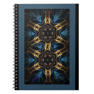 Caderno Espiral Diário de Design Azul e Dourado Selvagem de Notebo