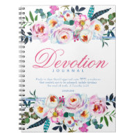 Diário de Devoção Chamada Floral Azul Elegante