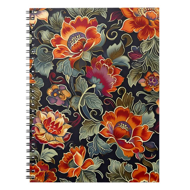 Caderno Espiral Diário de Elegância Vintage Bloom (Frente)