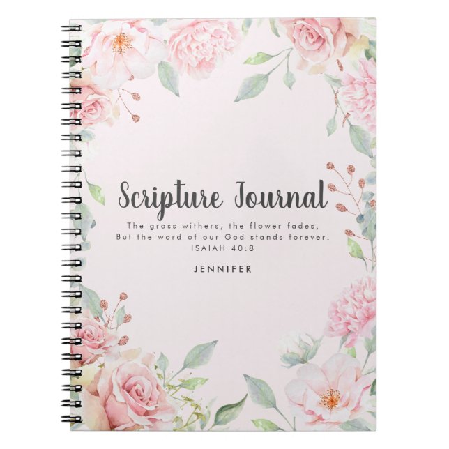 Caderno Espiral Diário de Escritura Personalizada Floral de Waterc (Frente)