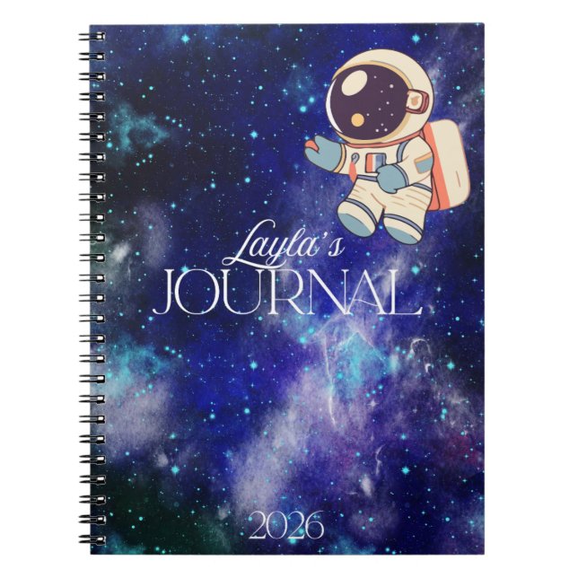 Caderno Espiral Diário de Espaço Personalizado (Frente)