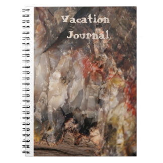 Caderno Espiral Diário de Férias Madeira Petrificada com Quartzo