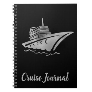 Caderno Espiral Diário de Férias por Navio de Cruzeiro rosa Dourad