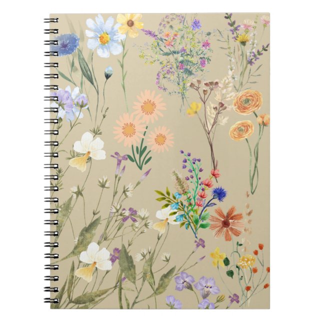 Caderno Espiral Diário de flor selvagem, notebook para mulheres (Frente)