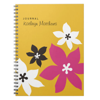 Caderno Espiral Diário de flores impressão amarelas da flor modern
