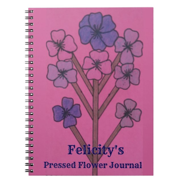 Caderno Espiral Diário de Flores Prensadas da Felicity (Frente)